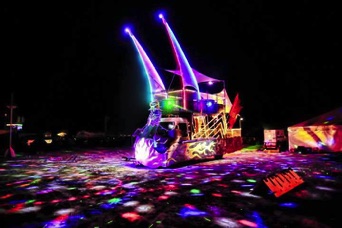 The Phoenix at night Burning Man 2014